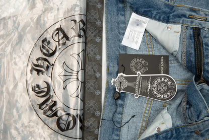 Chrome Hearts Levi's 905 Black Cross Patch Light Blue Jeans